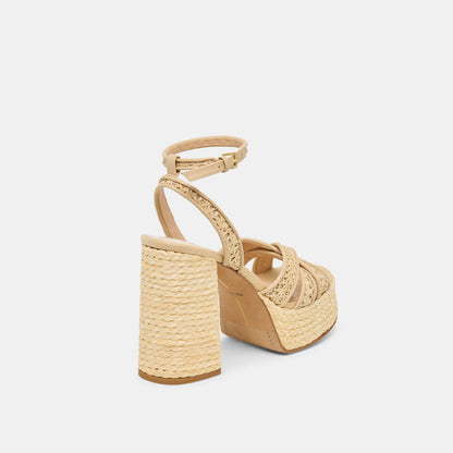 DANILA HEELS LT NATURAL CROSS HATCH RAFFIA