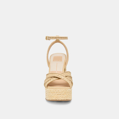 DANILA HEELS LT NATURAL CROSS HATCH RAFFIA