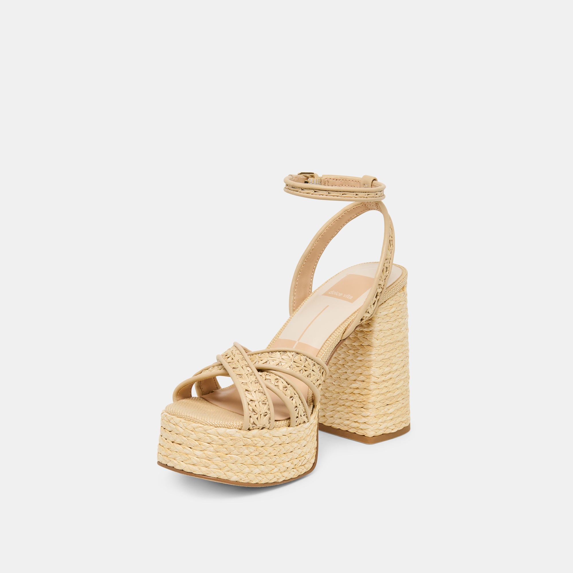 DANILA HEELS LT NATURAL CROSS HATCH RAFFIA