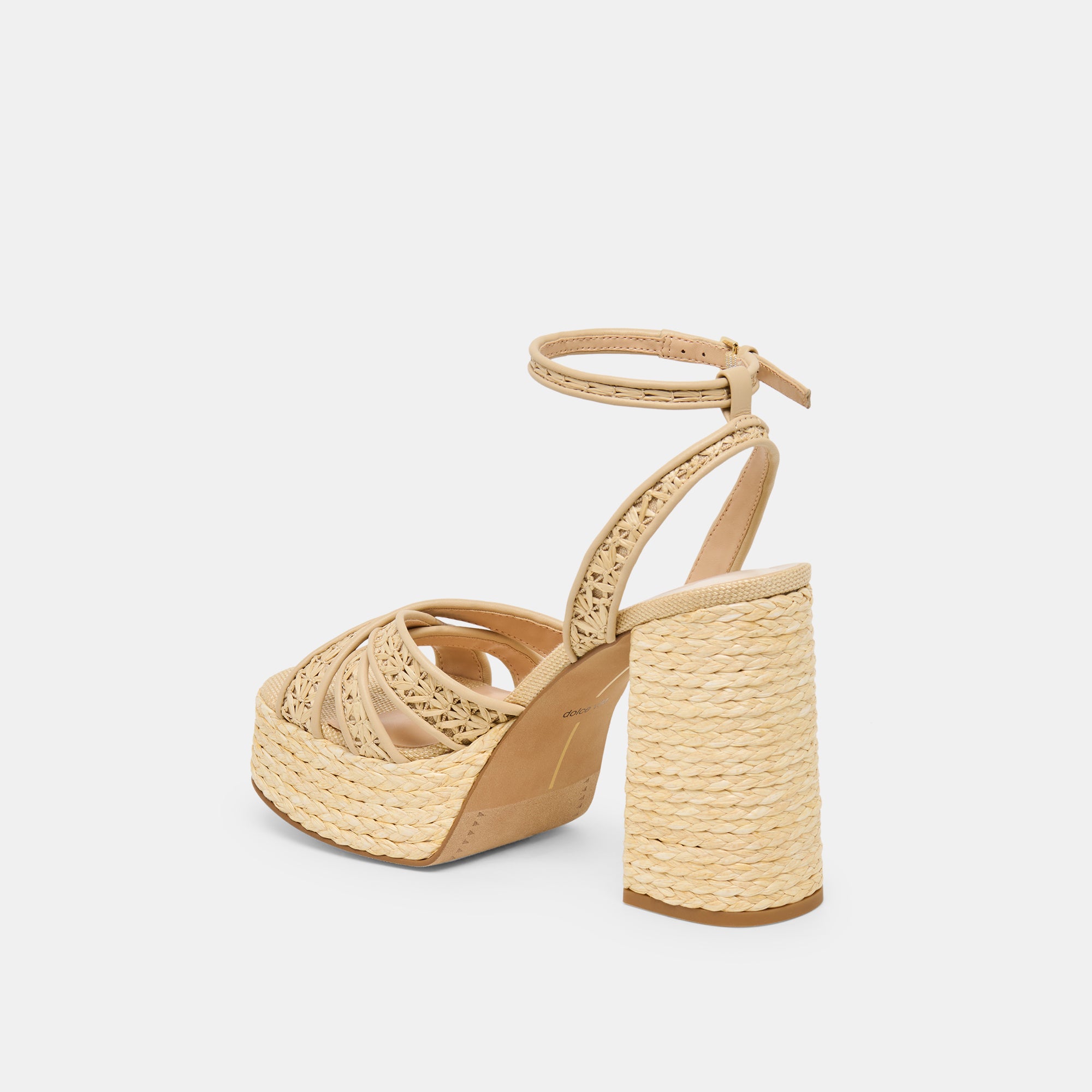 DANILA HEELS LT NATURAL CROSS HATCH RAFFIA