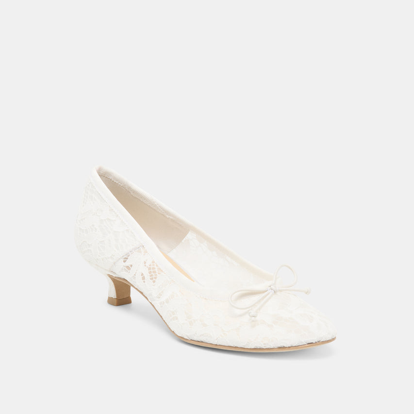 DAWSEN LACE HEELS TRUE WHITE LACE
