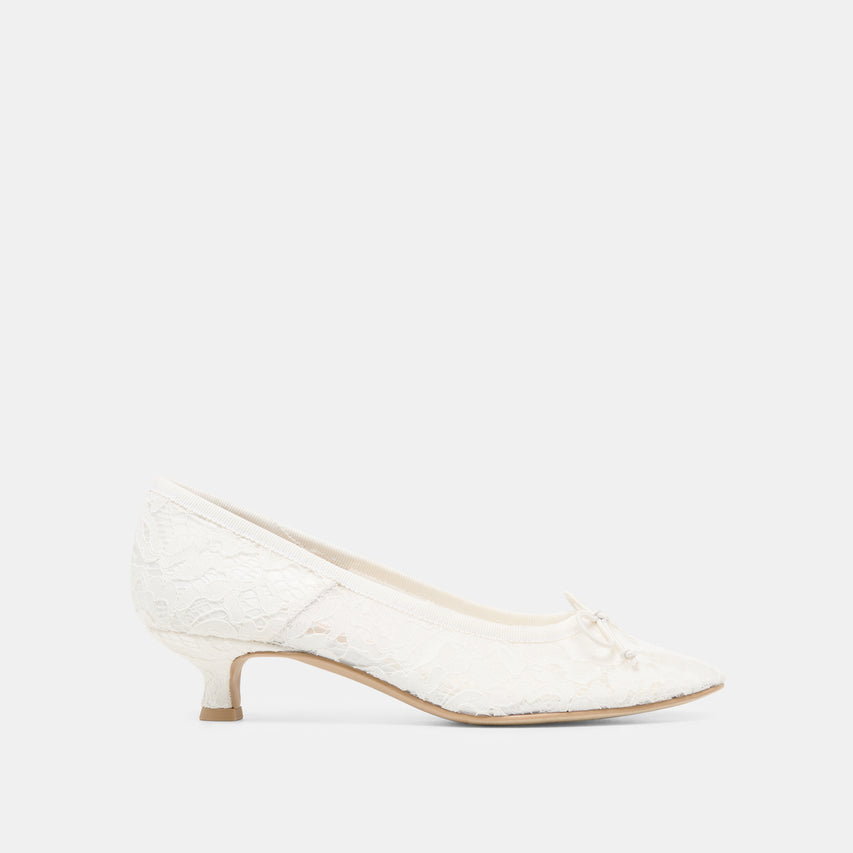 DAWSEN LACE HEELS TRUE WHITE LACE