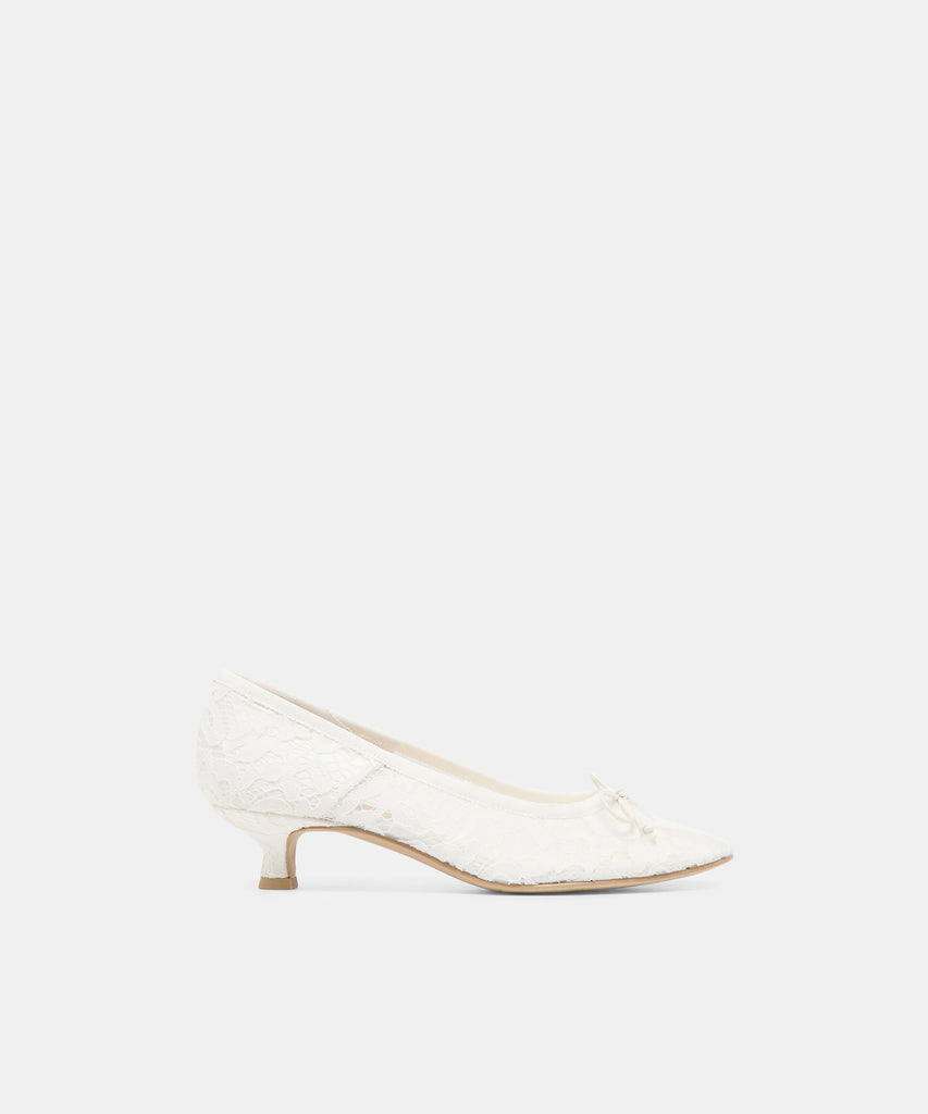 DAWSEN True White Lace Closed-Toe Kitten Heels | Dolce Vita