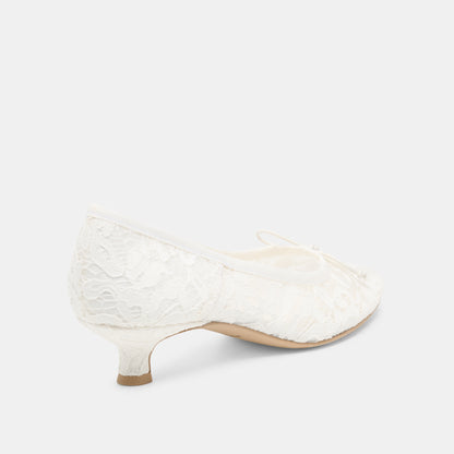 DAWSEN LACE HEELS TRUE WHITE LACE