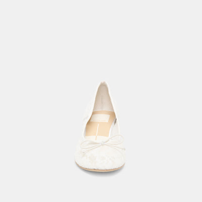 DAWSEN LACE HEELS TRUE WHITE LACE