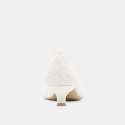 DAWSEN LACE HEELS TRUE WHITE LACE