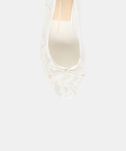 DAWSEN LACE HEELS TRUE WHITE LACE