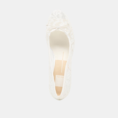 DAWSEN LACE HEELS TRUE WHITE LACE