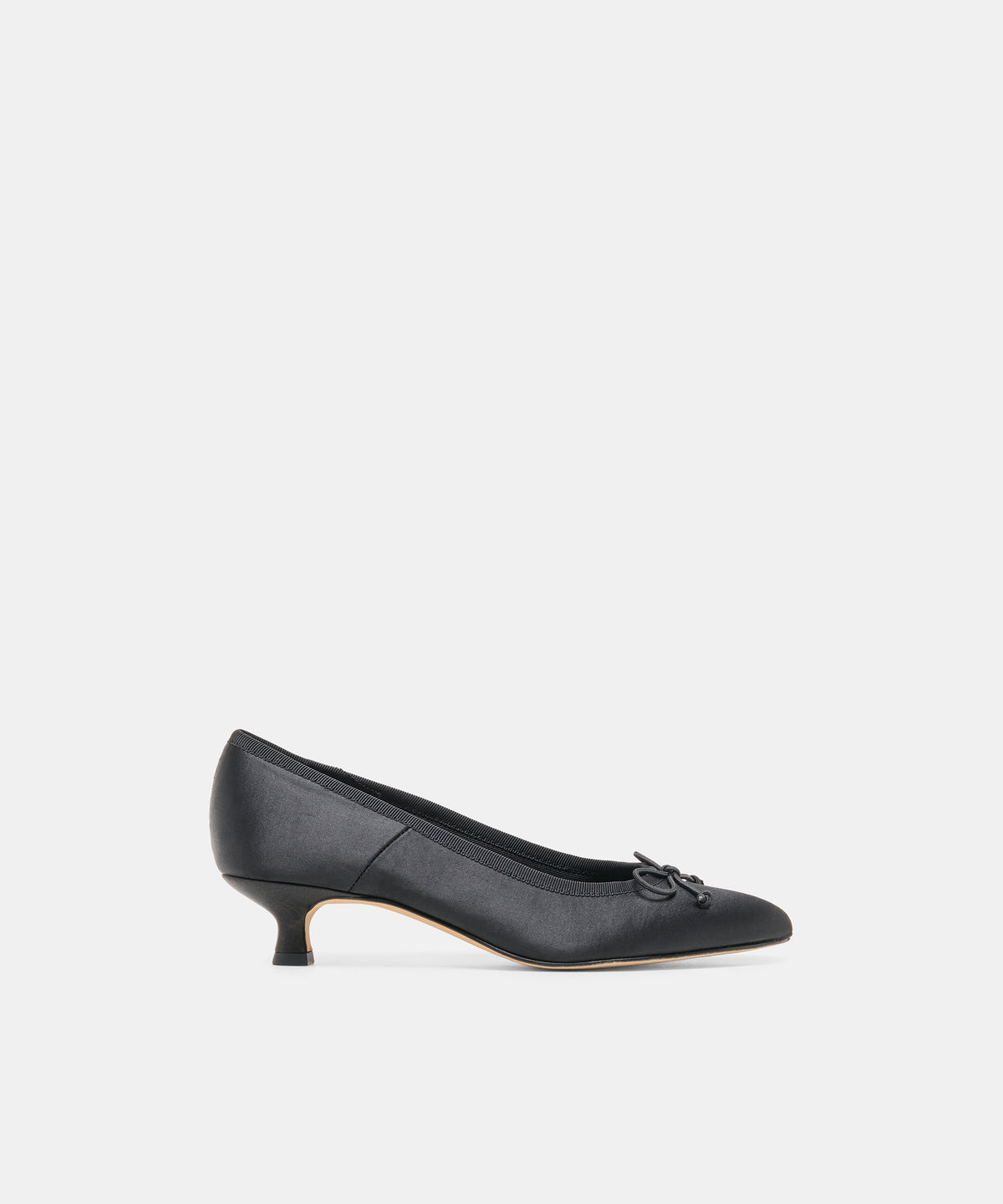 DAWSEN Onyx Satin Closed-Toe Kitten Heels | Dolce Vita