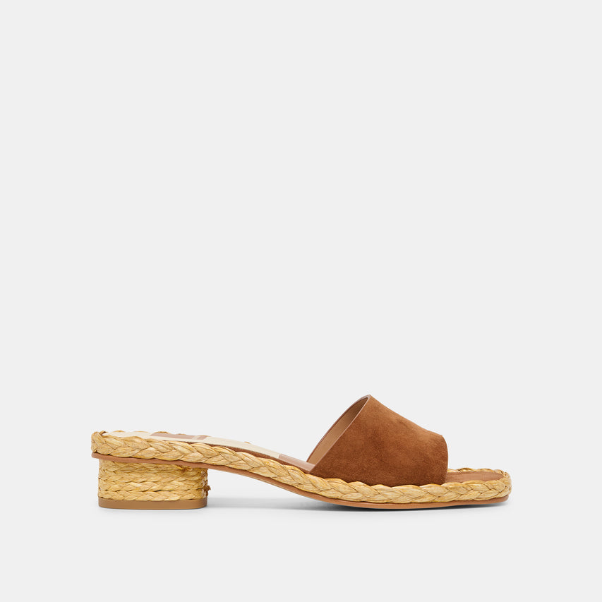 Dixi Wide Brown Suede Sandals | Dolce Vita
