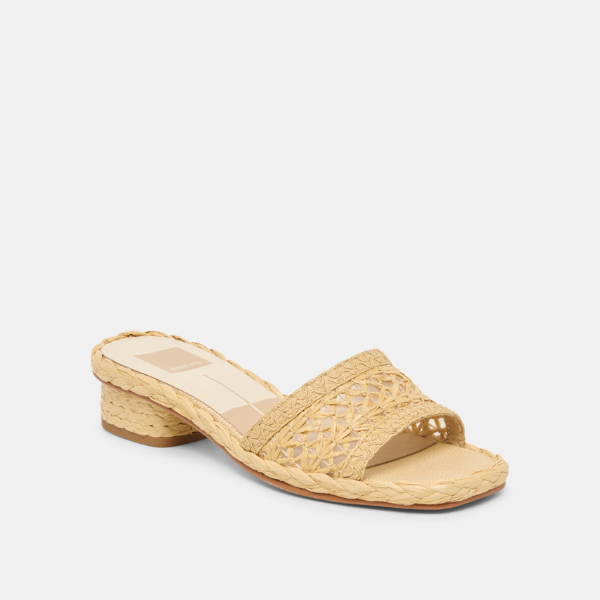 DIXI WIDE SANDALS LT NATURAL CROSS HATCH RAFFIA