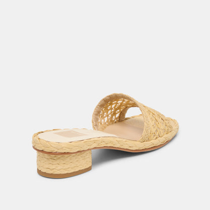 DIXI WIDE SANDALS LT NATURAL CROSS HATCH RAFFIA