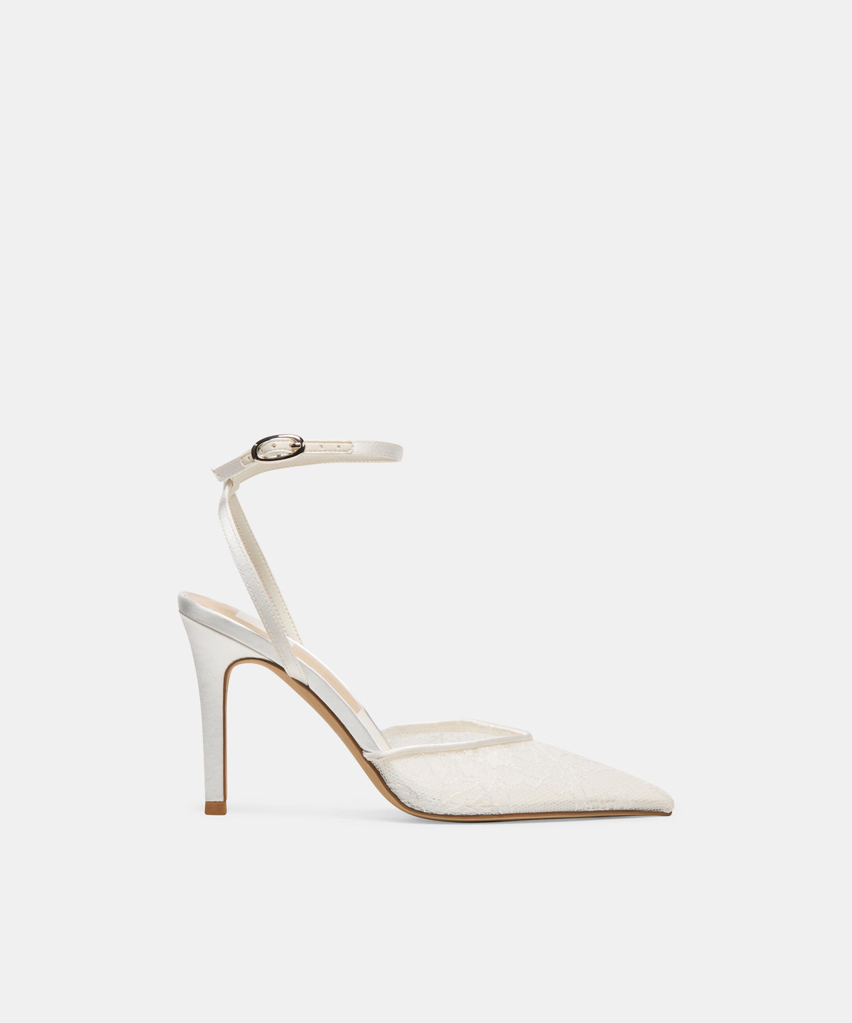 ELARA White Lace Closed-Toe Bridal Heels | Dolce Vita