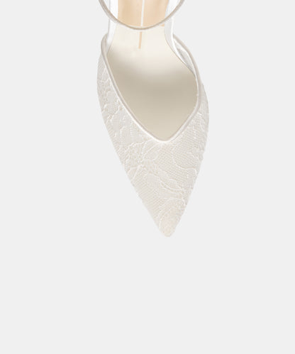 ELARA LACE HEELS WHITE LACE