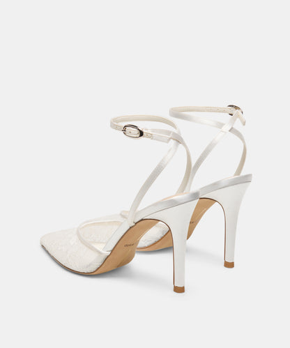 ELARA LACE HEELS WHITE LACE