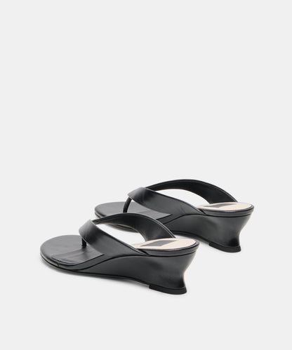 EVARLY WEDGES BLACK LEATHER