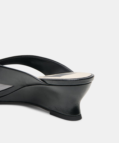 EVARLY WEDGES BLACK LEATHER
