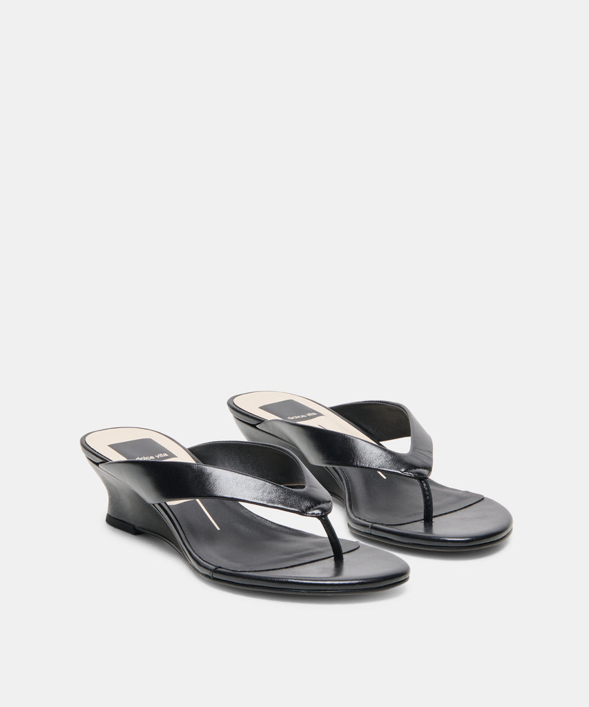 EVARLY WEDGES BLACK LEATHER