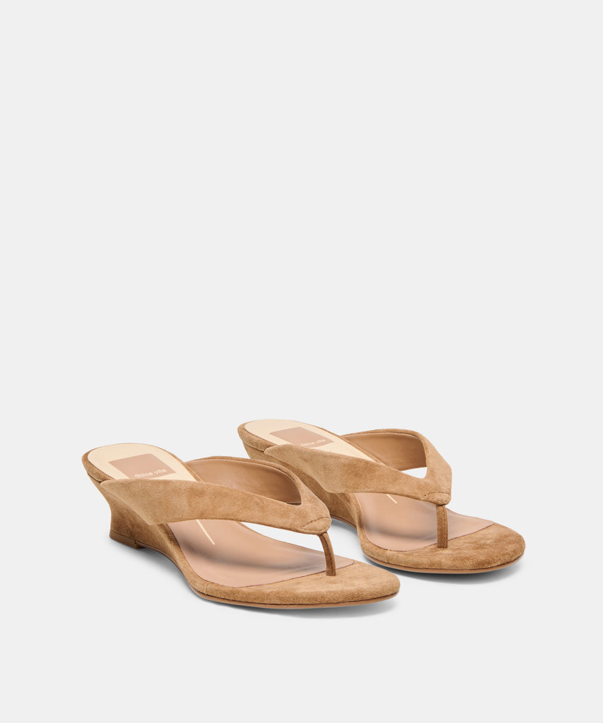 EVARLY WEDGES LT BROWN SUEDE