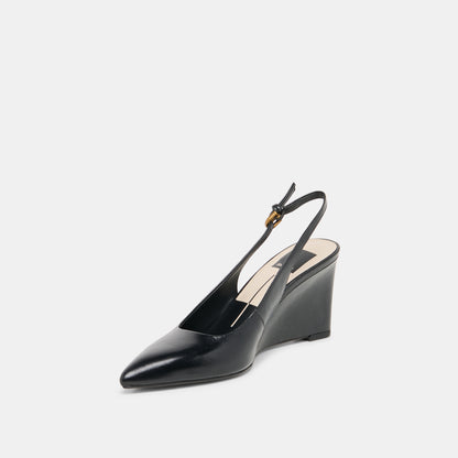 EVELAN WEDGES BLACK LEATHER