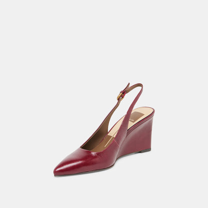 EVELAN WEDGES GARNET LEATHER