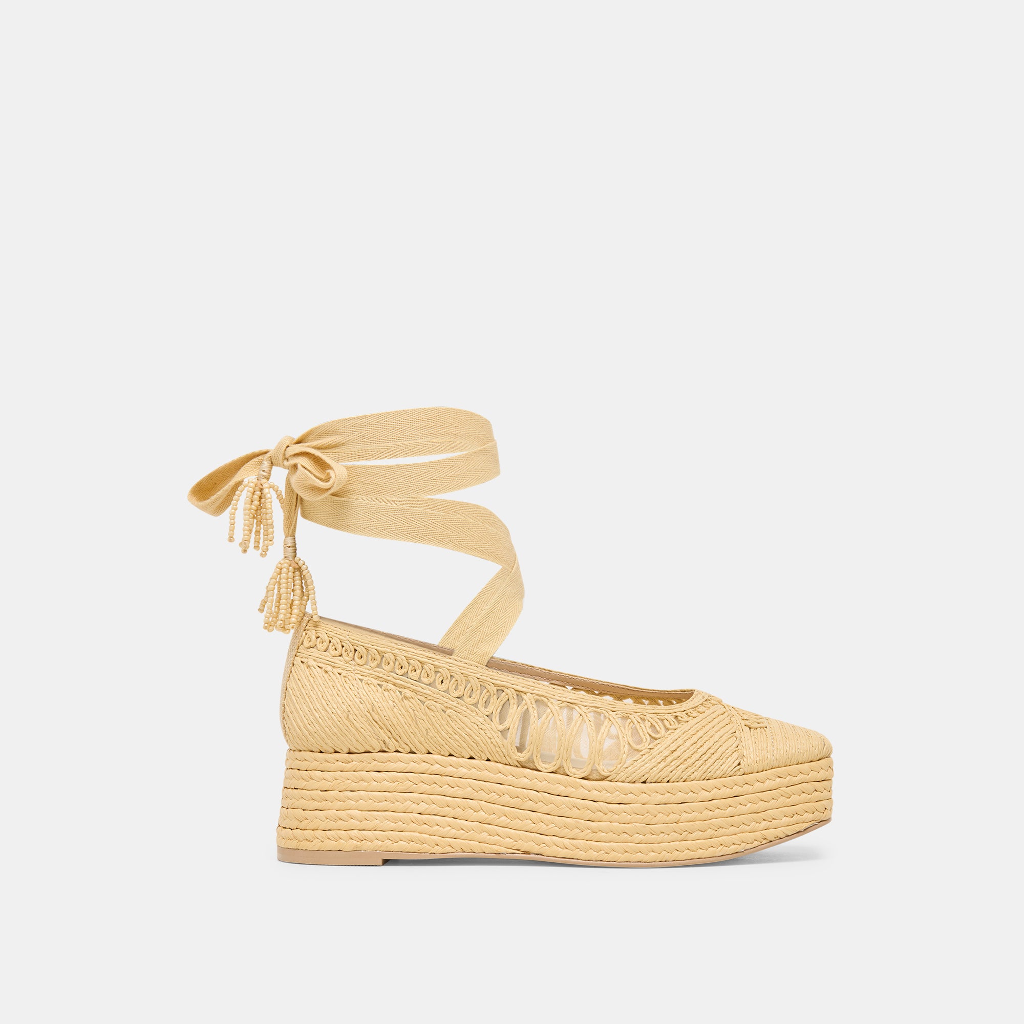 Faris Lt Natural Macrame Flats | Dolce Vita
