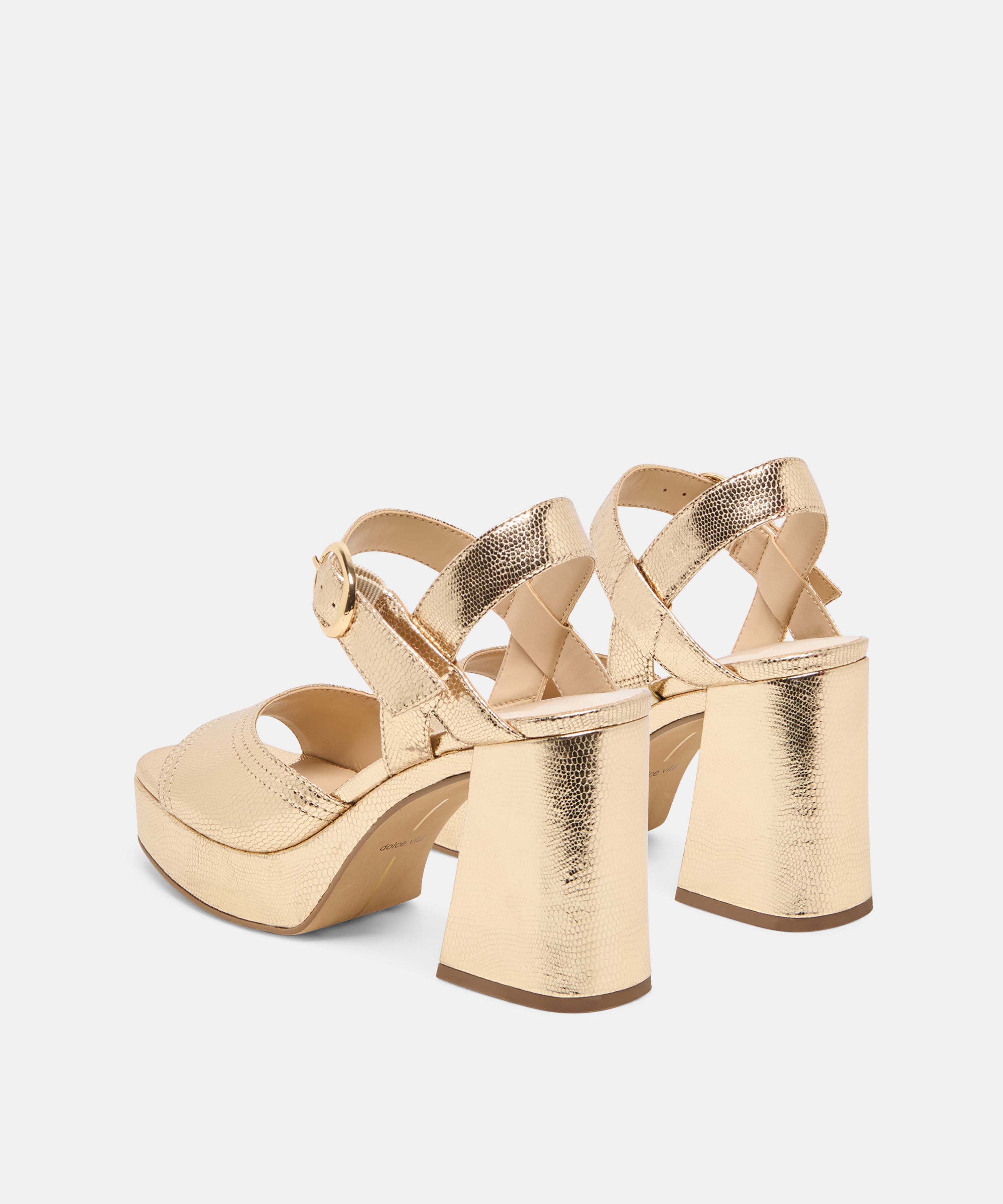 FATIMA HEELS GOLD EMBOSSED LEATHER - view 4