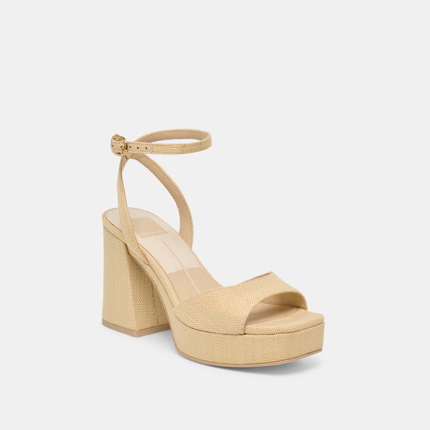 FELICA HEELS NATURAL RAFFIA