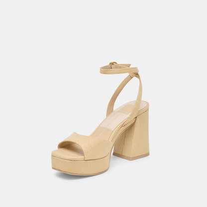 FELICA HEELS NATURAL RAFFIA