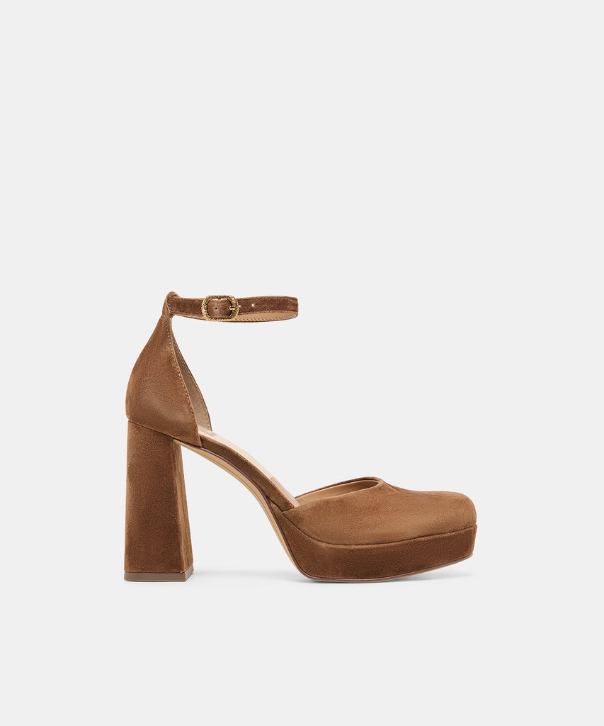 GARLYN Cocoa Suede Block-Heel Platform Heels | Dolce Vita