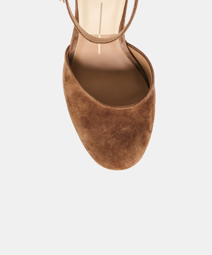 GARLYN HEELS COCOA SUEDE