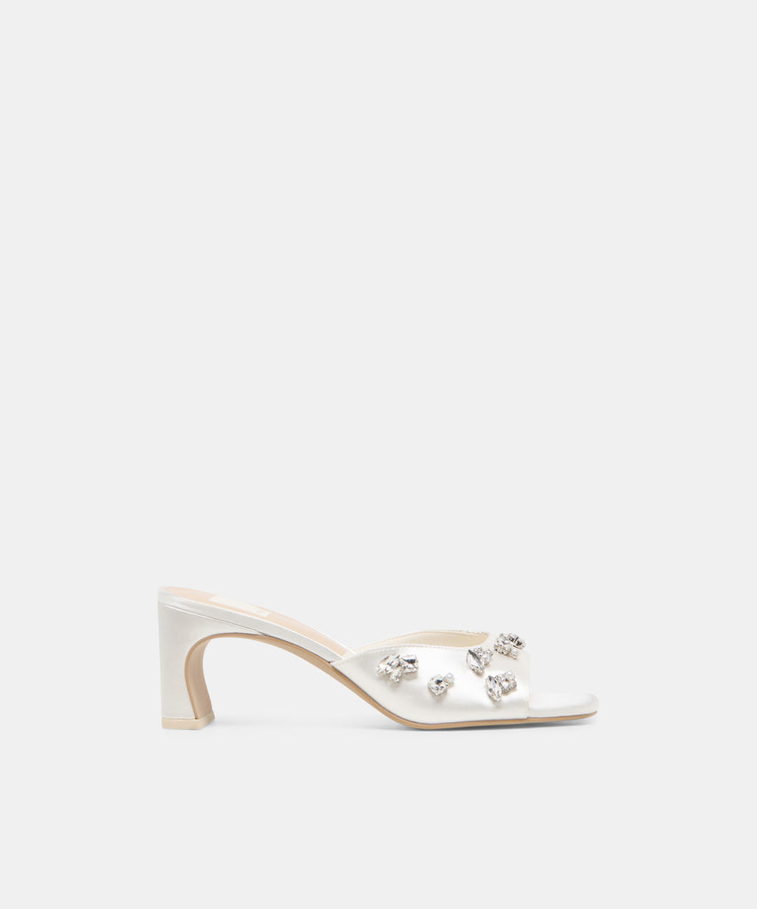 GENENE RHINESTONE White Satin Bridal Heels | Dolce Vita