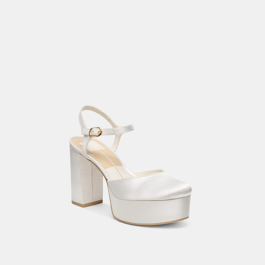 GERO SATIN HEELS TRUE WHITE SATIN