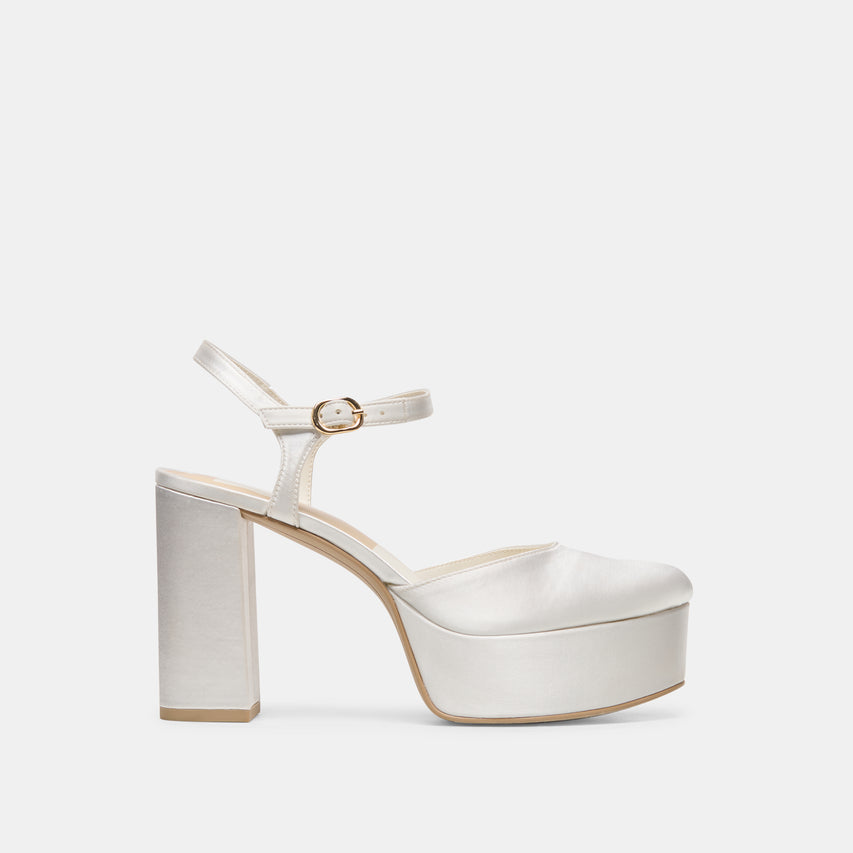 GERO SATIN HEELS TRUE WHITE SATIN