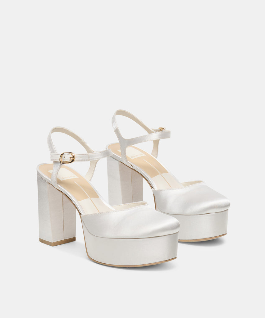 GERO SATIN HEELS TRUE WHITE SATIN