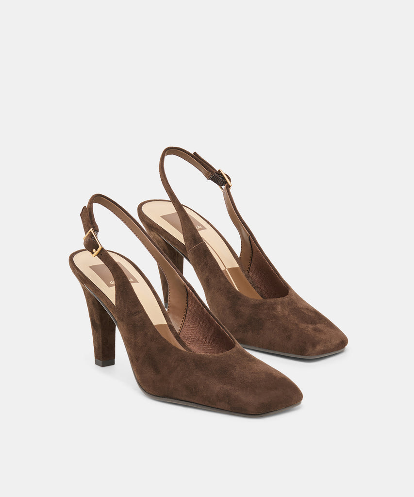 GESSIA HEELS DK BROWN SUEDE