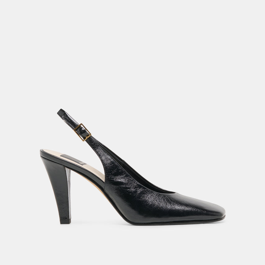 GESSIA Midnight Leather Closed-Toe Slingback Heels | Dolce Vita