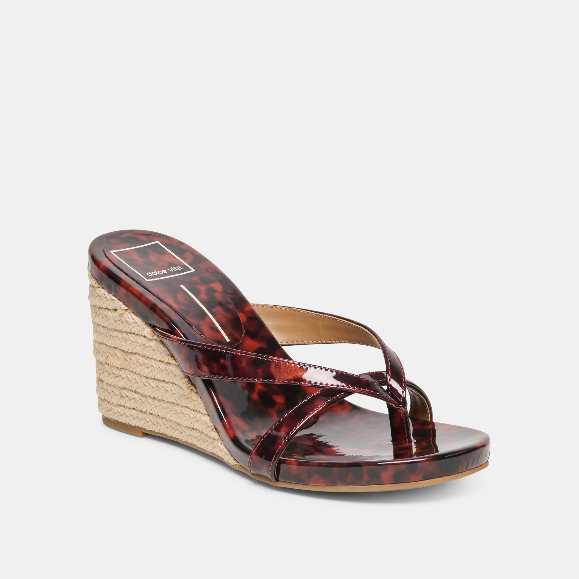 HELAN ESPADRILLE WEDGES TORTOISE PATENT LEATHER