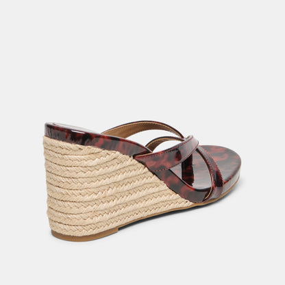HELAN ESPADRILLE WEDGES TORTOISE PATENT LEATHER