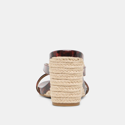 HELAN ESPADRILLE WEDGES TORTOISE PATENT LEATHER