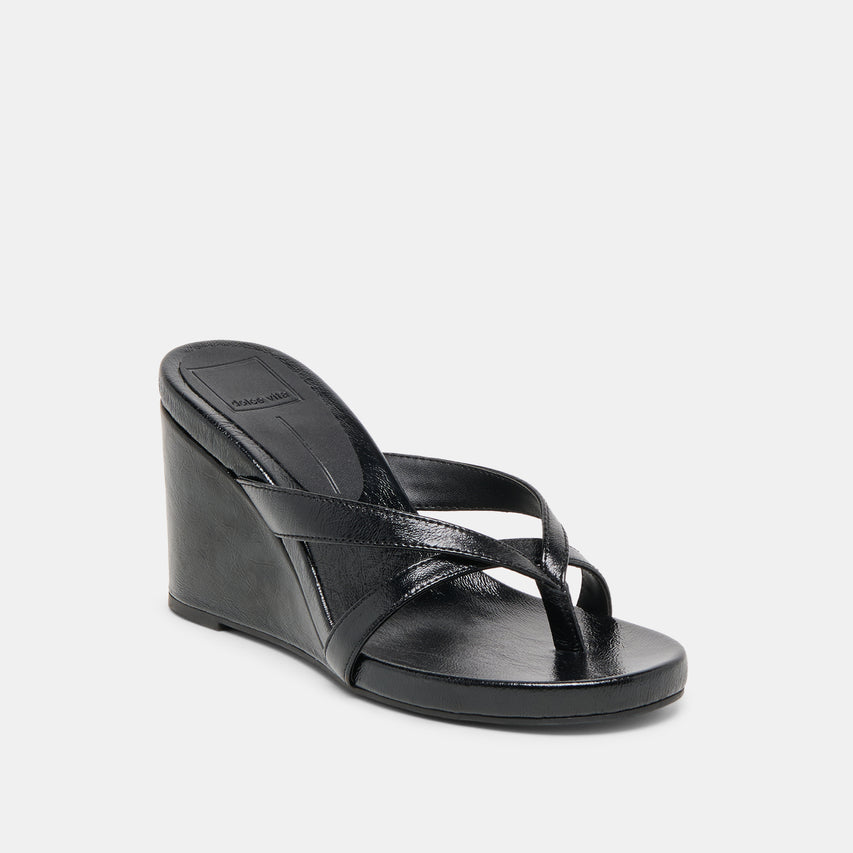 HELAN WEDGES BLACK LEATHER