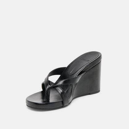 HELAN WEDGES BLACK LEATHER