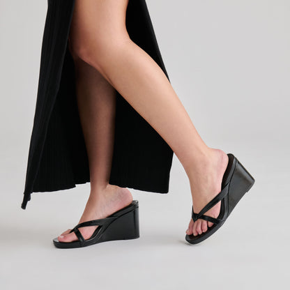 HELAN WEDGES BLACK LEATHER