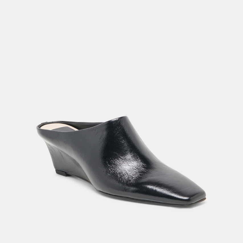 HILAH MULES MIDNIGHT CRINKLE PATENT