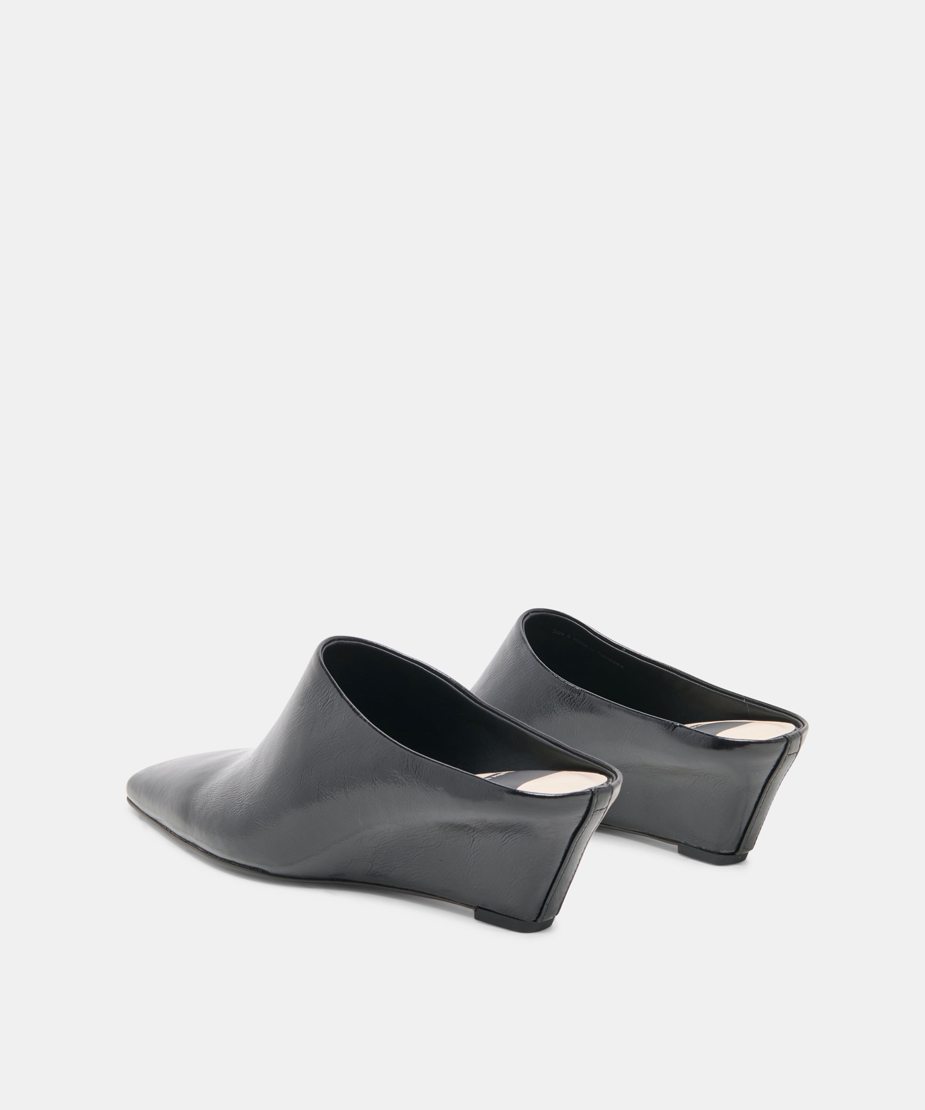 HILAH Midnight Crinkle Patent Closed-Toe Slip-On Wedge Mules