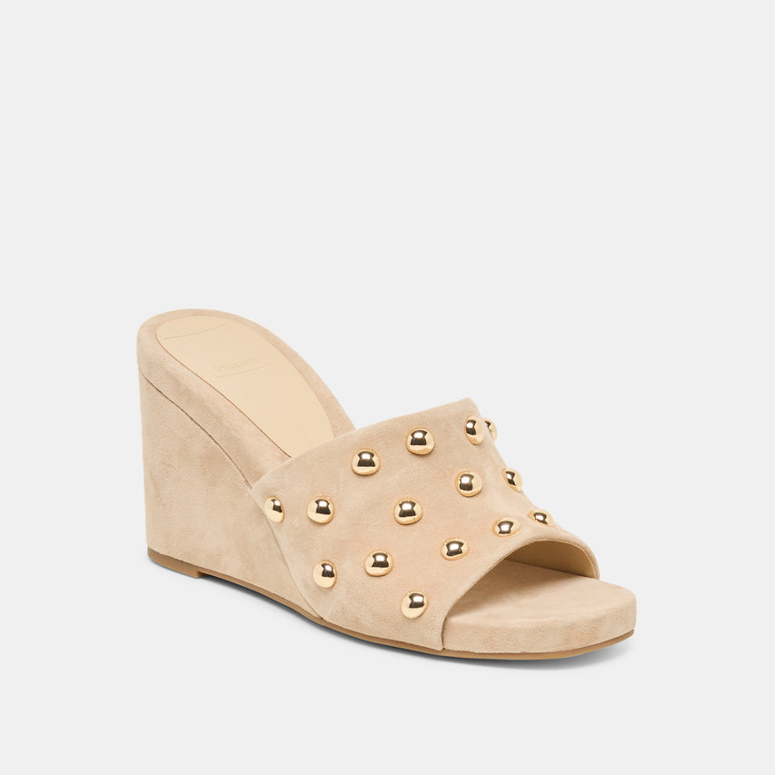 HOLTA STUD WEDGES CAMEL SUEDE