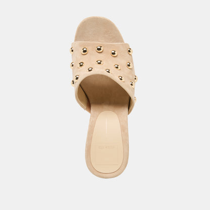 HOLTA STUD WEDGES CAMEL SUEDE