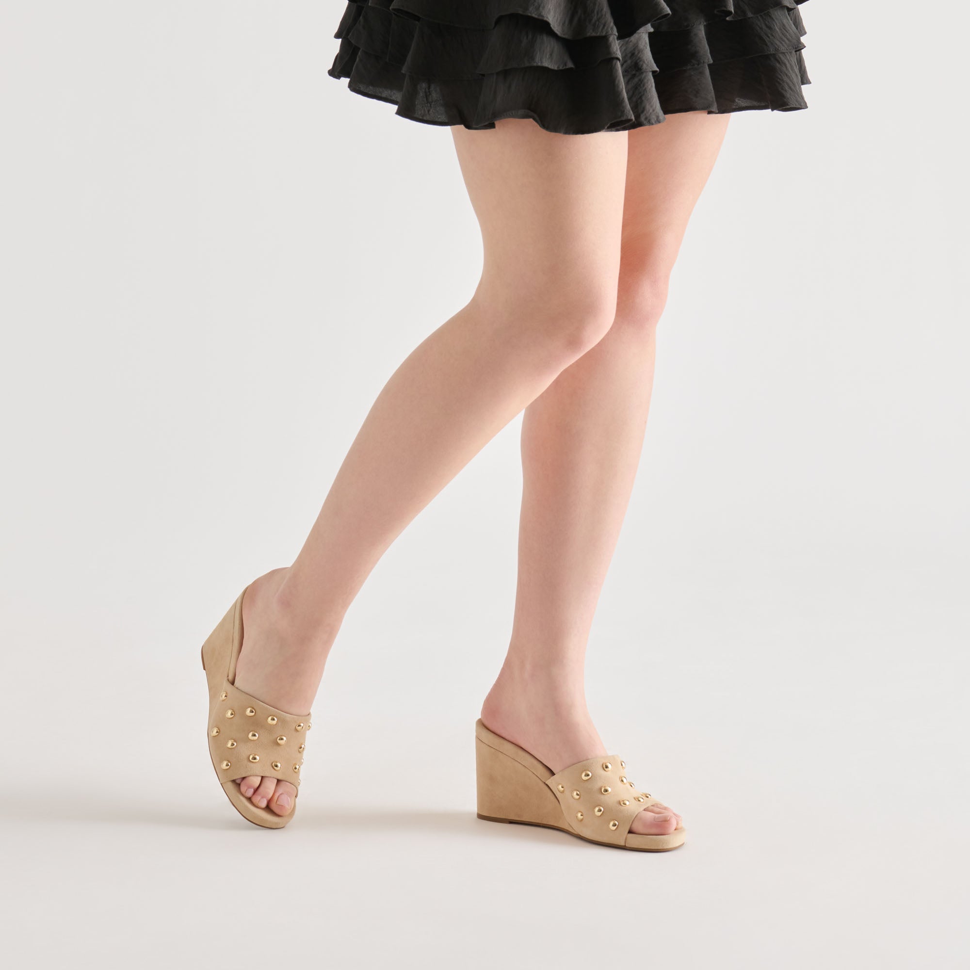 HOLTA STUD WEDGES CAMEL SUEDE - view 2