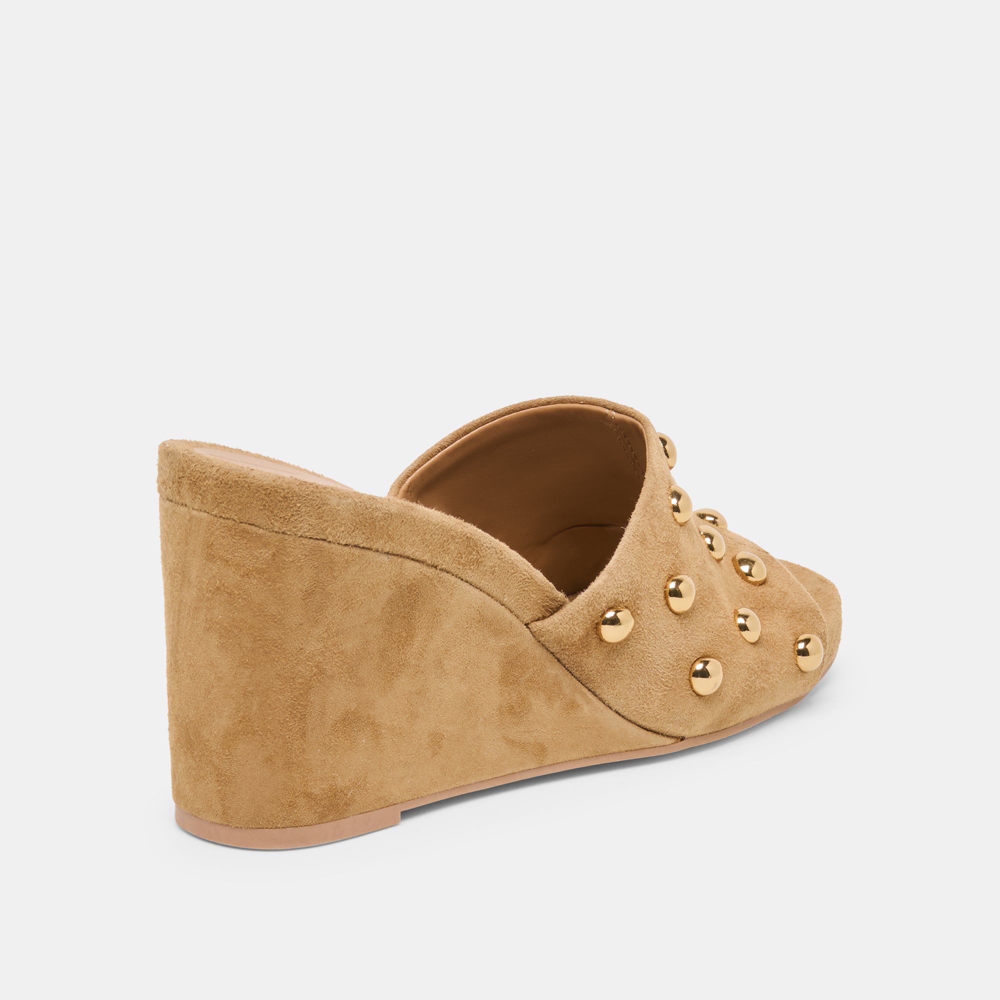 HOLTA STUD WEDGES LT BROWN SUEDE