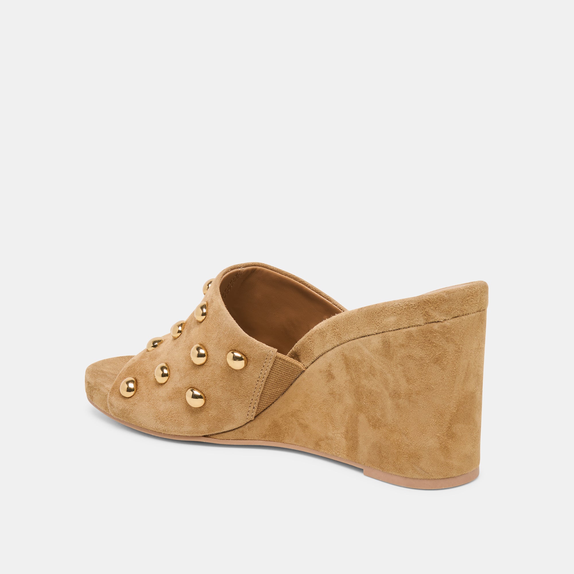 HOLTA STUD WEDGES LT BROWN SUEDE